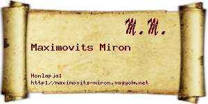 Maximovits Miron névjegykártya